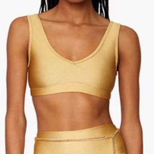 NWT WeWoreWhat Gold Sports Bra Size XS